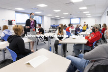 Maria Benes, faculty affiliate with the Honors Program and course instructor, discusses the day’s 