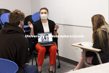 Maria Benes, faculty affiliate with the Honors Program and course instructor, discusses the day’s 