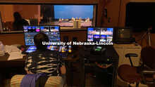 A Lied Center staff member works in the video production area of the theater. "I've been thrilled wi