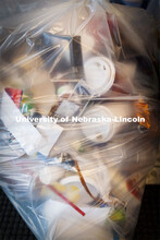 Environmental Studies Orientation students work on a waste audit of Hardin Hall, Ag Hall, and Filley