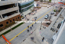 A constant flow of people go to and from Pinnacle Bank Arena at Wednesday’s vaccine clinic. More t