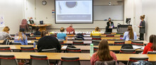 Lauren Gipson testifies on evidence she tested. Forensic Science 485 students give evidence in a moc