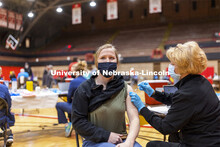 Whitney Steckel receives her first dose of vaccine during a COVID-19 vaccination clinic April 20 at 