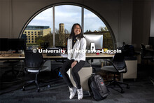 Clarice Ann Santos, a senior economics and sociology major, is pictured in the community work room i