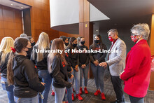 Chancellor Ronnie Green and Jane Green hosted a luncheon for the national champion bowling team. Apr