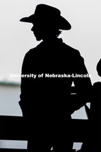 A cowboy waits for the start of the Nebraska Cornhusker College Rodeo at the Lancaster Event Center.