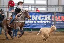 Nebraska’s Grant Lindsley throws his rope during the tie down roping event at the Nebraska Cornhus