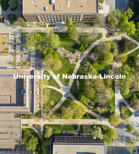 Love Library North will be under construction this summer. The freestanding columns and horizontal b