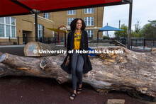 Brianna Miller, an elementary and early childhood education major, poses on a playground an ASEM rec