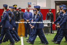 Chancellor Ronnie Green presided over the ROTC Joint Service Chancellor’s Review Thursday afternoo