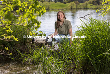 Malayna Wingert, a junior Biological Systems Engineering major. Pictured by a lake for ASEM recruitm