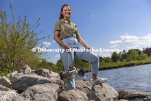 Malayna Wingert, a junior Biological Systems Engineering major. Pictured by a lake for ASEM recruitm