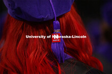 The College of Law tassel hangs off Elizabeth Weidner’s tam. College of Law Graduation at Pinnacle