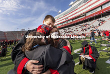 Sarah Osborn, Mathias Schulte and Victoria Banister share a final hug before the start of the mornin