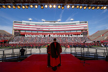 UNL Chancellor Ronnie Green welcomes the graduates and their families to the first in person commenc