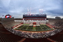 Fireworks spells out two “N”s during the recessional following the second afternoon ceremony. Th