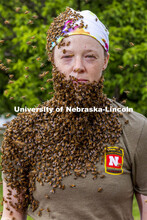 Bee beards in Judy Wu-Smart’s UNL Bee Lab. The lab took an afternoon away from bee keeping to have
