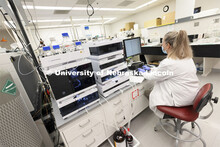 Research Technician Lori Loucks works in the Proteomics and Metabolomics lab in Beadle Hall. Nebrask