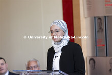 Noha Algahimi, a senior in chemical engineering, represented College of Engineering students for the