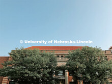 Exterior view of Louise Pound Hall on City Campus. July 21, 2021. 