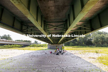 Cables lead from a central laptop collecting data to dozens of sensors attached to the aging Platte 