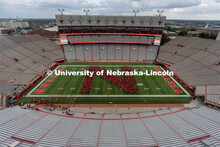 Part of the Big Red Welcome is the formation of an N on the field in Memorial Stadium made up of the