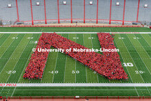 Part of the Big Red Welcome is the formation of an N on the field in Memorial Stadium made up of the