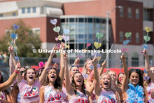 Sororities celebrate the arrival of new members during Sorority Rush Bid on the Vine Street fields. 
