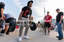 Students take turns deadlifting during the Big Red Welcome Street Festival. The Street Festival was 