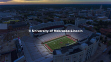 Cornhusker Marching Band begins the first day of classes as the sun comes up over the stadium. First