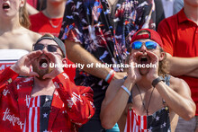 Fans cheer at the Nebraska vs. Buffalo University game on the 20th anniversary of 9/11. 