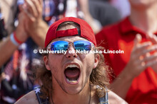 Fans cheer at the Nebraska vs. Buffalo University game on the 20th anniversary of 9/11. 