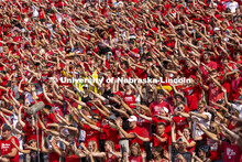 Fans cheer the first Husker touchdown Saturday. Nebraska vs. Buffalo University game on the 20th ann