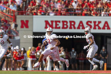 Quarterback Adrian Martinez #2 runs with the ball. Nebraska vs. Buffalo University game on the 20th 