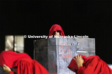 Disguised in a red robe, Chancellor Ronnie Green dances to "The Real Slim Shady" at Showtime at the 