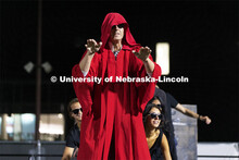 Disguised in a red robe, Chancellor Ronnie Green dances to "The Real Slim Shady" at Showtime at the 