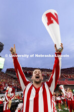 The NU Spirit Squad cheers on the Huskers. Nebraska vs Northwestern University homecoming game. Octo
