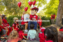 To celebrate Campus Childcare Centers Week at the Ruth Staples Child Development Lab, Herbie Husker,