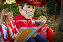 To celebrate Campus Childcare Centers Week at the Ruth Staples Child Development Lab, Herbie Husker,