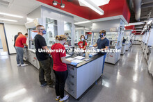 Students work on an experiment in an organic chemistry lab. Remodeled organic chemistry labs on Hami
