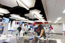 Students work on an experiment in an organic chemistry lab. Remodeled organic chemistry labs on Hami