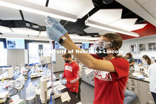 Dorian Bobbett, a junior in chemical engineering, works on an experiment in an organic chemistry lab