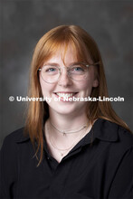 Studio portrait of Claire Bartels, Education Specialist, TRIO. October 7, 2021. 