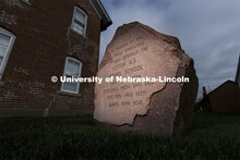 A monument is erected outside the former Genoa Indian Residential School in Genoa, Nebraska. Student