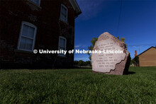 A monument is erected outside the former Genoa Indian Residential School in Genoa, Nebraska. Student
