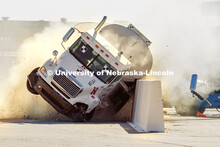 The roadside barrier developed by University of Nebraska–Lincoln researchers holds firm as a fully