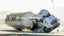 The roadside barrier developed by University of Nebraska–Lincoln researchers holds firm as a fully
