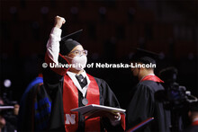 Jin Seng Cheng celebrates his engineering diploma. Undergraduate Commencement at Pinnacle Bank Arena