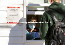 COVID testing in front of the Nebraska Union on the first day of classes for the spring semester. Ja
