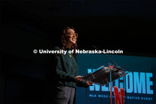 Aurora Villarreal, BA Performance Major, Johnny Carson School of Theatre and Film, gives one of two 